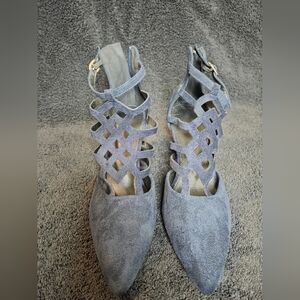 Elegant Women's Blue Suede Heels